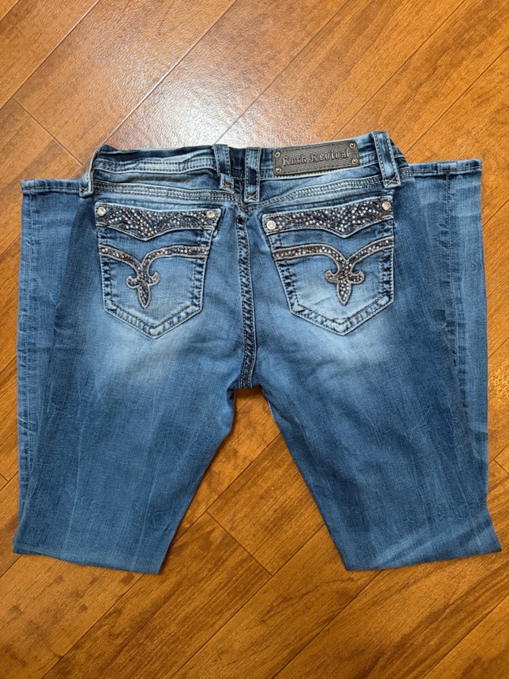 Rock Revival Women's Blue Embellished Straight Jeans
